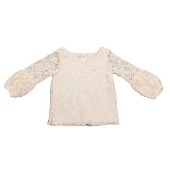 Toddler Girls Just Peachy Lace Boho Hippie Blouse Shirt Top 3T Cream Bubble Slee - Picture 1 of 6